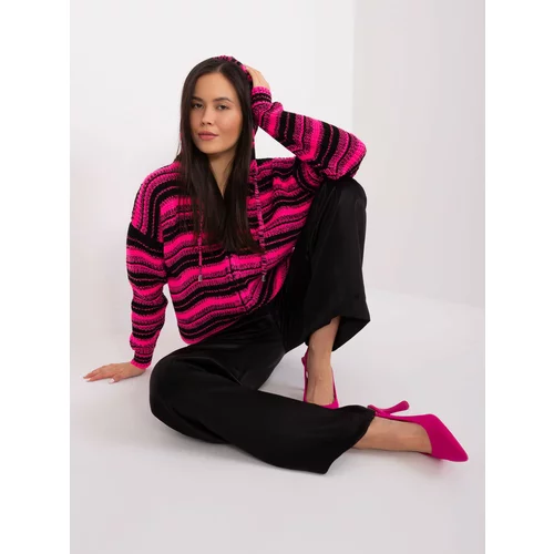 Fashion Hunters Pink and black cardigan with zipper