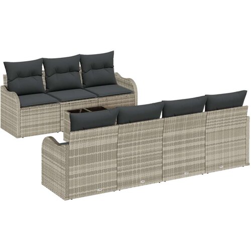  Vrtna garnitura - 8-dijelni set vrtnih sofa s jastučićima svjetlosiva poli ratan 2-sjedalna vrtna sofa s pohranom i jastučićima Cene