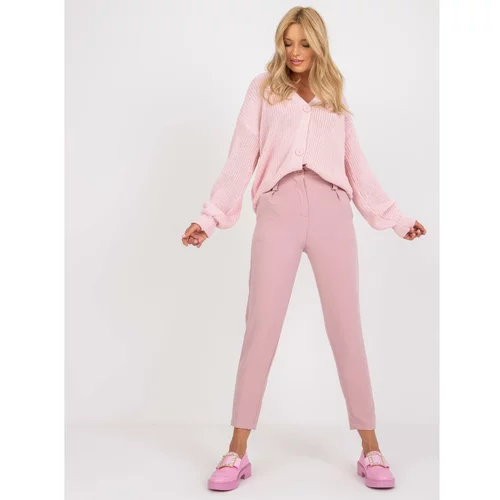 Fashion Hunters High-waisted light pink fabric pants