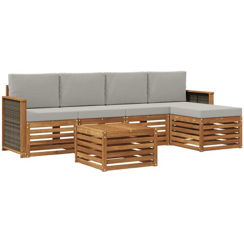  Set vanjskih sofa 6 kom. Prirodna i svjetlosiva Slike