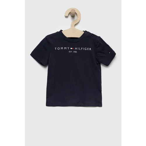 Tommy Hilfiger Otroška bombažna kratka majica mornarsko modra barva