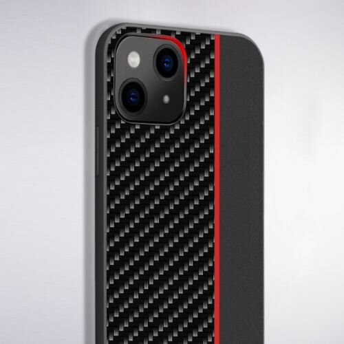 Nillkin silikonski ovitek za iphone 13 6.1 - carbon črn z rdečo črto Slike