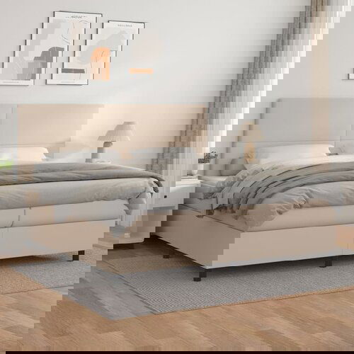 The Living Store Box spring postelja z vzmetnico kapučino 200x200 cm um. usnje - Box Spring Postelja, (21518597) Cene