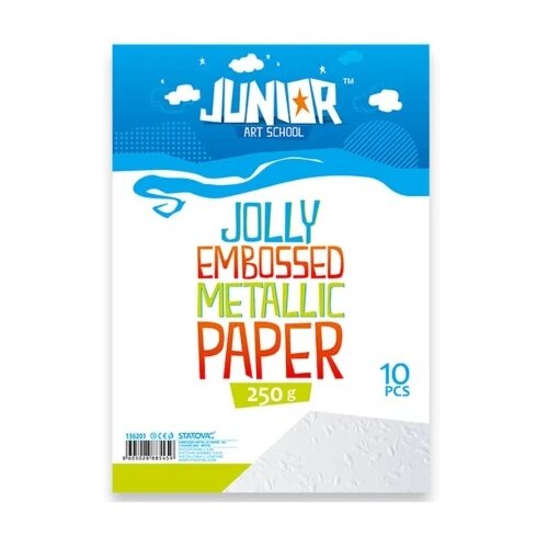 Junior jolly embossed metallic paper papir met. relj. a4 250g10k - odaberite nijansu bela ( 136201 ) Slike