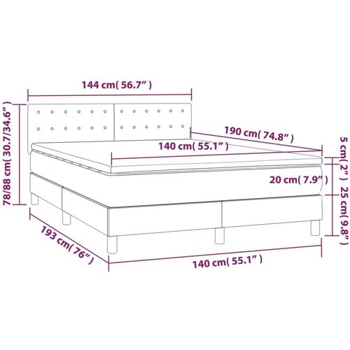  Box spring s madracem LED bijeli 140x190 cm umjetna koža Slike