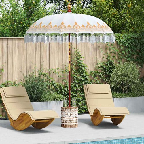 VidaXL baline&amp;scaron;ki parasol krema 180-190 cm pamuk, solidno drvo Slike