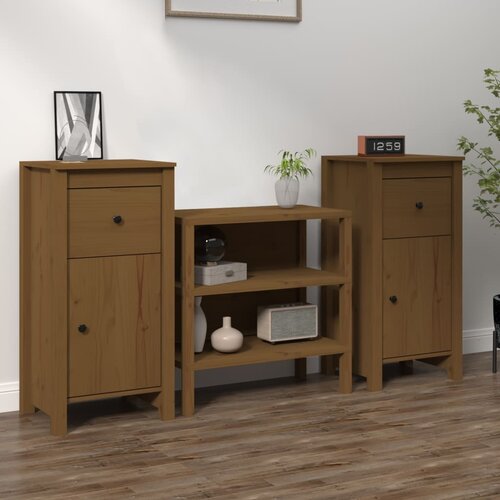 The Living Store Komoda 2 kosa medeno rjava 40x35x80 cm trdna borovina - Komoda, (21663582) Slike