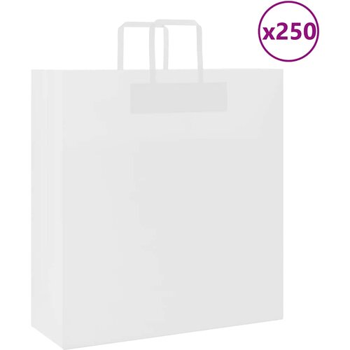 vidaXL Papirnate vrečke 250 kosov z ročaji bela 45x17x48 cm Cene