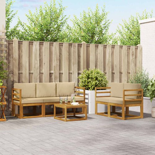  Set vanjskih sofa s jastukom 6 pcs Prirodna i bež Cene