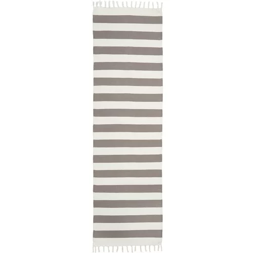 Westwing Collection Bež-siva ručno tkana pamučna staza Blocker, 70 x 250 cm