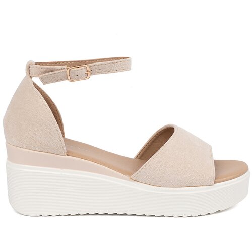SEASTAR Light beige women's sandals on a white wedge Cijene