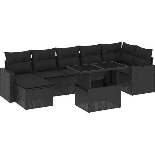 Maison Chic Seti vrtnega pohištva - Vrtna garnitura - Vrtni pohištvo set 8-delna z blazinami črn poli ratan, (21800128) Cene