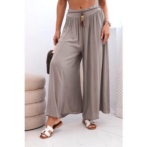 Kesi Włoski Women&amp;#039;s wide-leg viscose trousers fango Slike