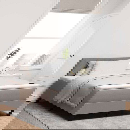 Box Spring Krevet s Madracem &amp;amp;amp LED Taupe 120 x 190 cm Tkanina Slike
