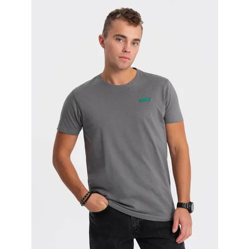 Ombre Men's cotton t-shirt with contrasting thread - gray