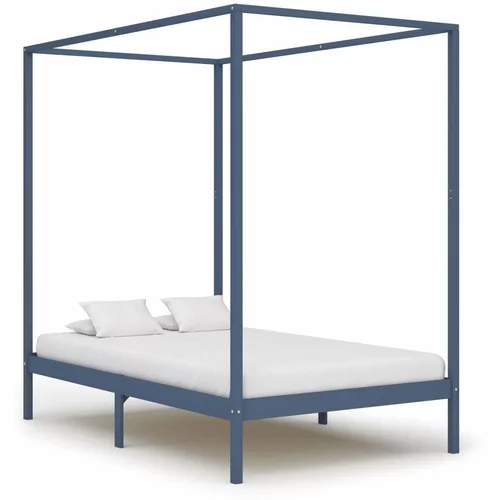  za krevet s baldahinom od borovine sivi 120 x 200 cm