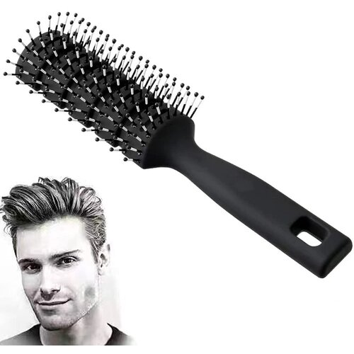 Generic Ventilated Brush Smoothing Brush za feniranje za ženske in mo&amp;scaron;ke, ventilirana ukrivljena krtača za lase za mokre in suhe goste kodraste ravne lase, potovalna krtača za lase s &amp;scaron;četinami v obl, (21127231) Slike
