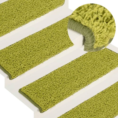  Prostirke za stepenice 15 kom 65x21x4 cm Zelene s pravokutnim rubom Cijene