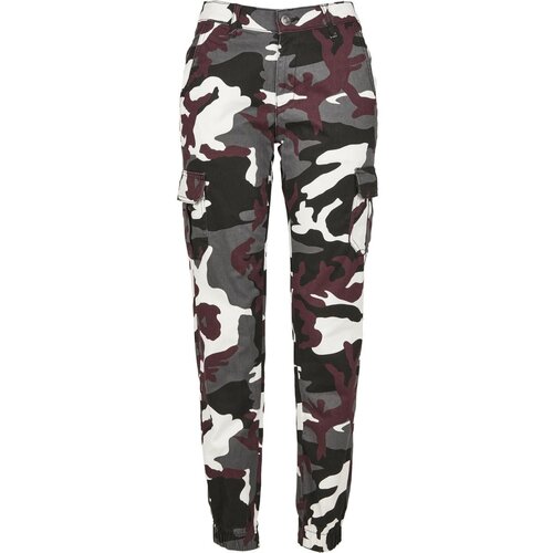 Urban Classics Ladies High Waist Camo Cargo Pants wine camo Cene