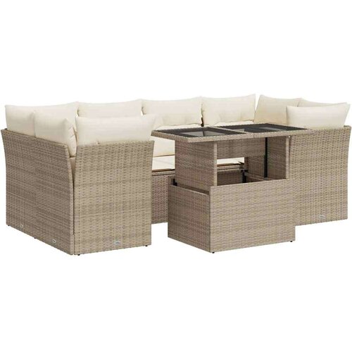 VidaXL 7-dijelni set vrtnih sofa od poliratana s jastucima bež Slike