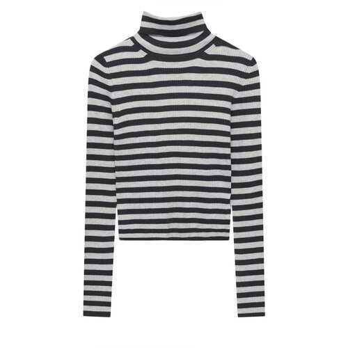 Pull&amp;amp;Bear Pulover svetlo siva / črna Slike