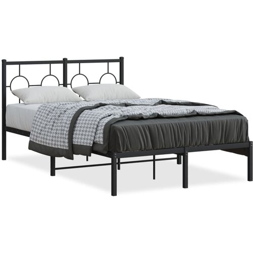 VidaXL Metalni okvir za krevet s uzglavljem crni 120x190 cm Slike