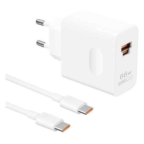 Huawei kućni punjač A061 66W BELI + kabl type c na type c Slike