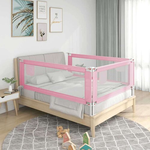 VidaXL sigurnosna ograda za dječji krevet ružičasta 180x25 cm tkanina Slike