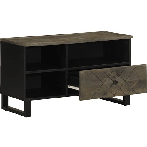 Maison Chic TV omarica - TV enota - Televizijska omarica črna 80x33x46 cm trden mangov les, (21699239) Slike