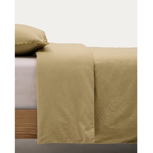 Kave Home Rumena/zelena enojna/podaljšana posteljnina iz bombažnega perkala 150x220 cm Sifinia – Cene