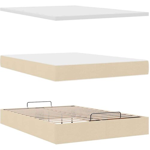 VidaXL otomanski krevet s madracem krem 140x200 cm tkanine Slike