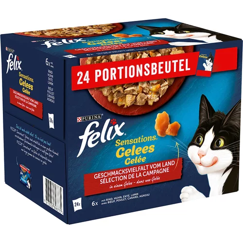 Felix "Sensations" vrečke 24 x 85 g - Govedina, piščanec, raca, jagnjetina