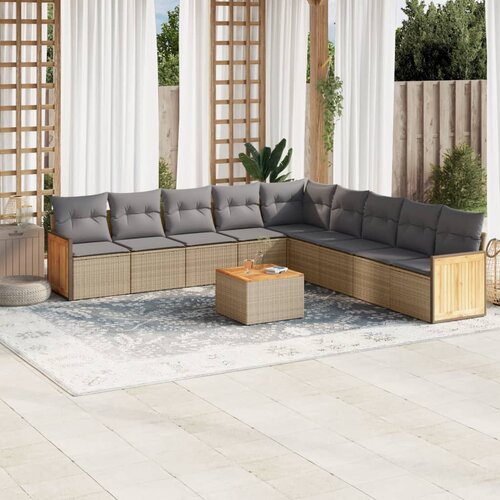 vidaXL 10-dijelni set vrtnih sofa s jastucima bež od poliratana Cijene