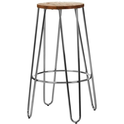 Premier Housewares Barska stolica od čvrstog brijesta u srebrnoj boji/u prirodnoj boji (visine sjedala 75 cm) District &amp;ndash; Slike