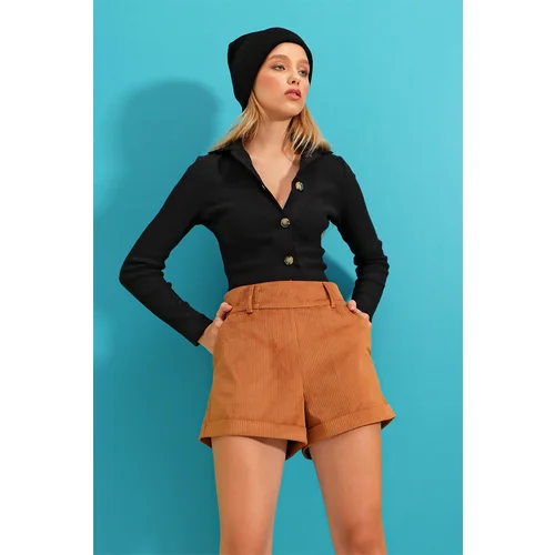 Trend Alaçatı Stili Shorts - Brown - Normal Waist