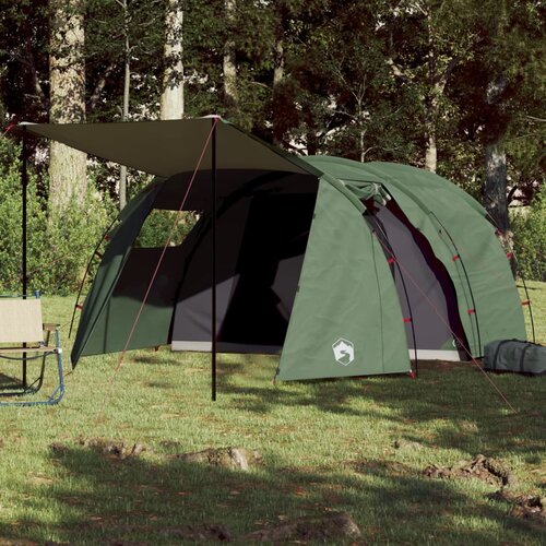 VidaXL &amp;Scaron;otor za kampiranje za 4 osebe zelen 420x260x153 cm 185T taft Slike