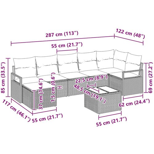  Set sofe s jastukom 8 pcs Crna poliratan Slike