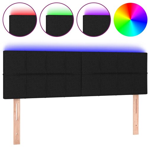  LED uzglavlje crno 144x5x78/88 cm od tkanine Slike