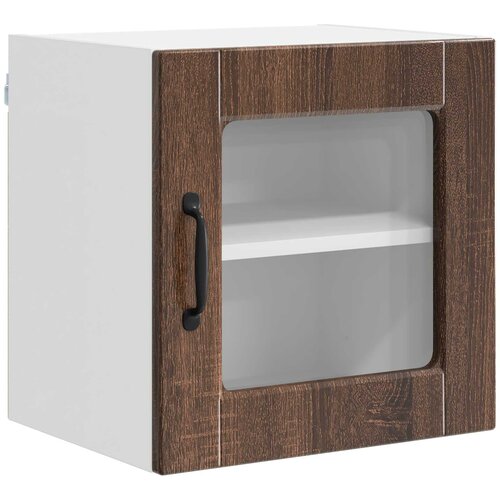  Zidni stakleni ormarić 2 pcs Smeđi hrast 40 x 31 x 40 cm Slike