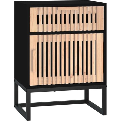 VidaXL Noćni ormarić crni 40x30x55 5 cm konstruirano drvo i željezo Slike
