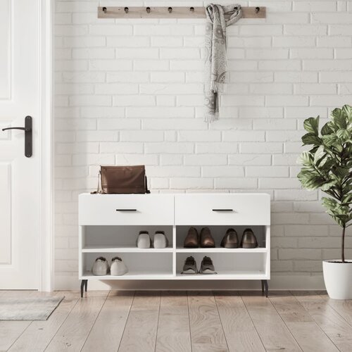 vidaXL Klupa za cipele sjajna bijela 102x35x55 cm konstruirano drvo Cijene