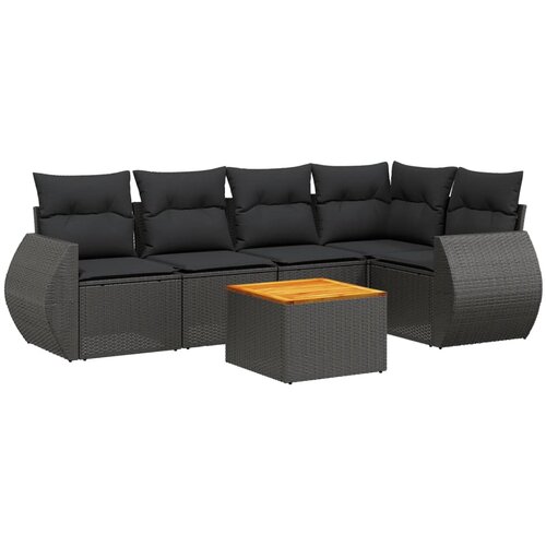 vidaXL 6-dijelni set vrtnih sofa s jastucima crni od poliratana Cijene