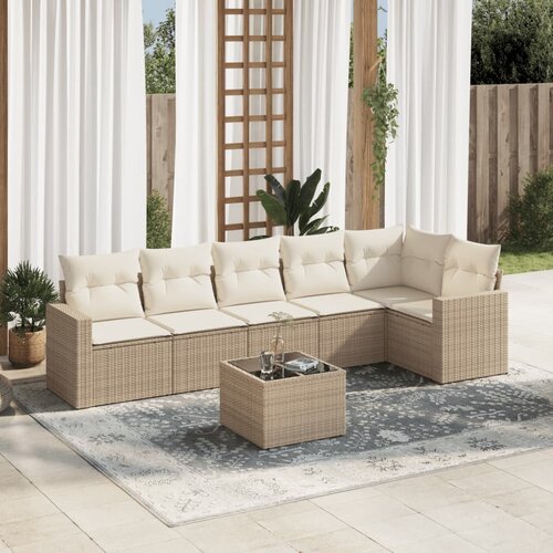 VidaXL 7-dijelni set vrtnih sofa od poliratana s jastucima bež Slike