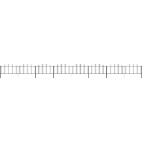 vidaXL Vrtna ograja s koničastimi vrhovi jeklo (1,25-1,5)x13,6 m črna, (20761442)