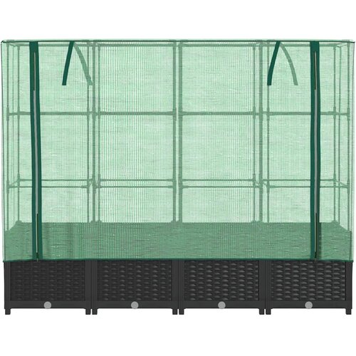  Povi&amp;scaron;ena gredica s pokrovom za staklenik izgled ratana 160x40x138 cm Slike