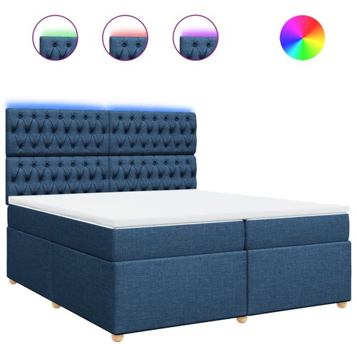 vidaXL Box spring postelja z vzmetnico modra 200x200 cm blago, (21310443) Cene