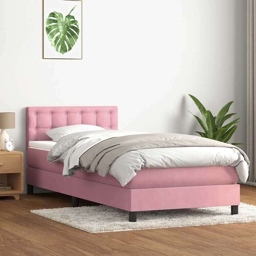 Box spring postelja z vzmetnico roza 80x220 cm žamet, (21792485) Slike