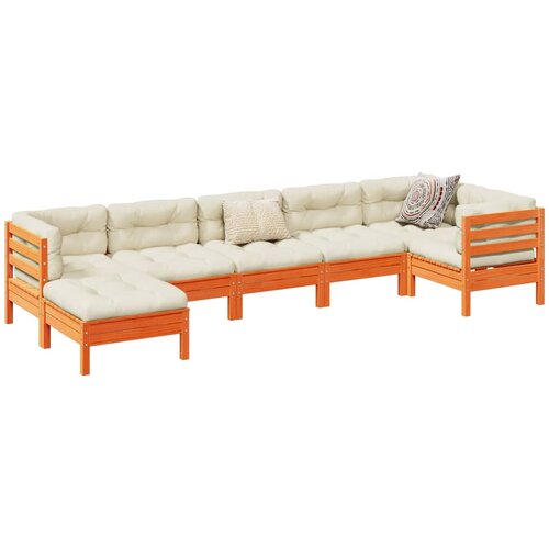  7-dijelni set vrtnih sofa s jastucima vo&scaron;tano smeđi od borovine Cijene
