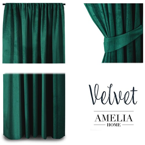 Restilo Zelena žametna zavesa AmeliaHome Velvety, 245 x 140 cm Slike