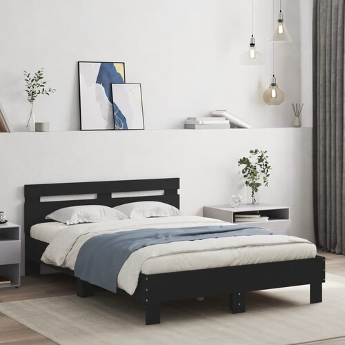 Furnova Posteljni okvir z vzglavjem in LED črn 135x190 cm, (21935312) Slike